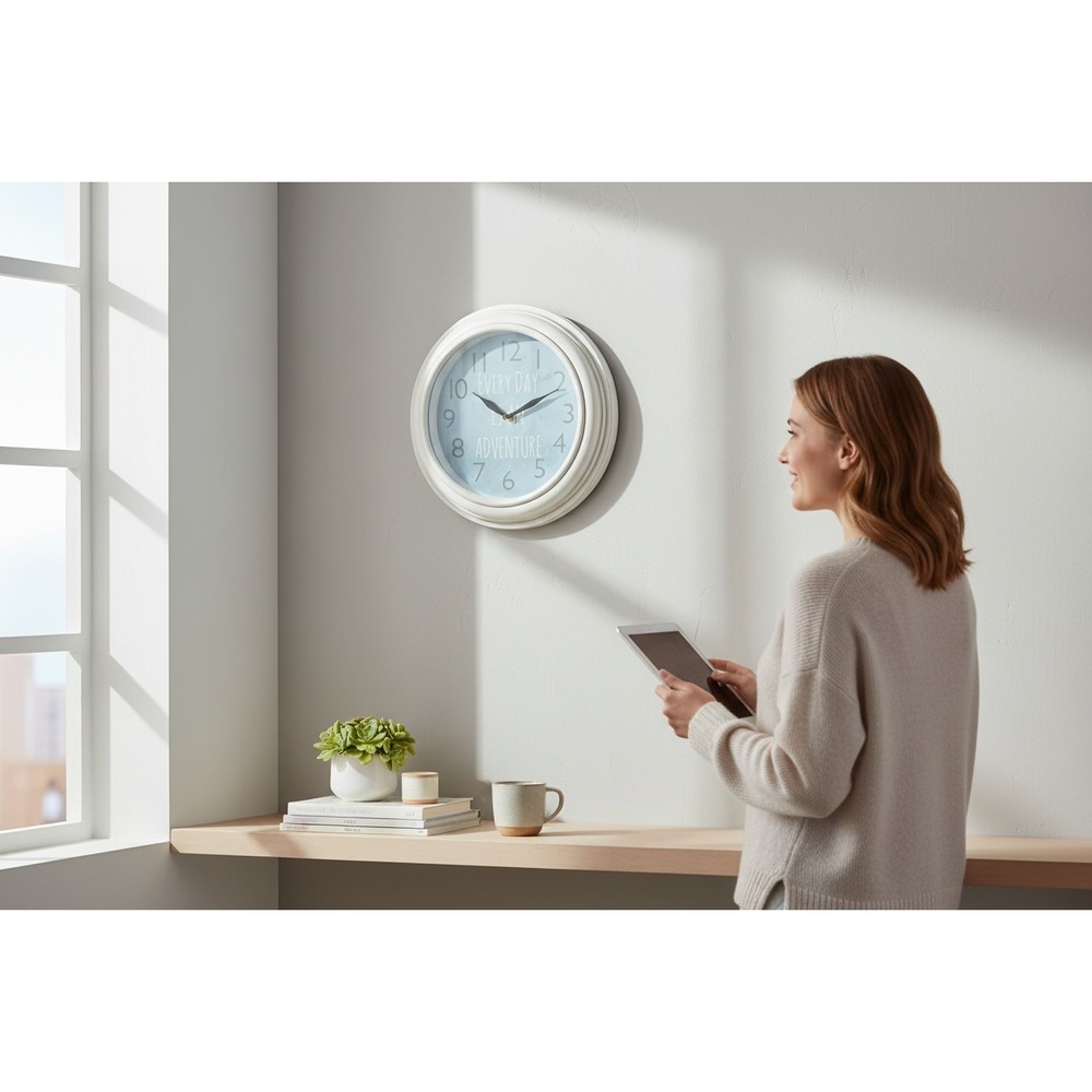 Wall Clock Unisex 12in Blue Brand New‎ Adventure Quote Home Decor